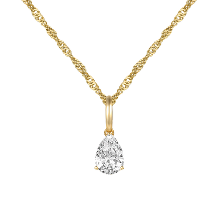14K Lab Grown Pear Solitaire Pendant F-G VS1-VS2