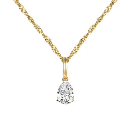 14K Lab Grown Pear Solitaire Pendant F-G VS1-VS2