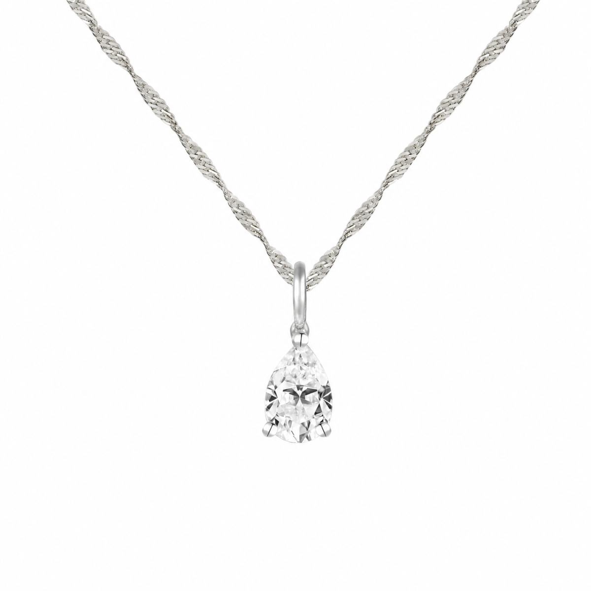 14K Lab Grown Pear Solitaire Pendant F-G VS1-VS2