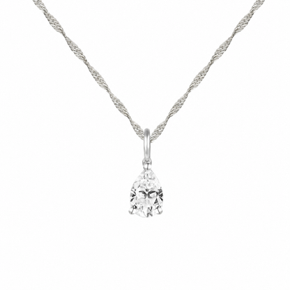 14K Lab Grown Pear Solitaire Pendant F-G VS1-VS2