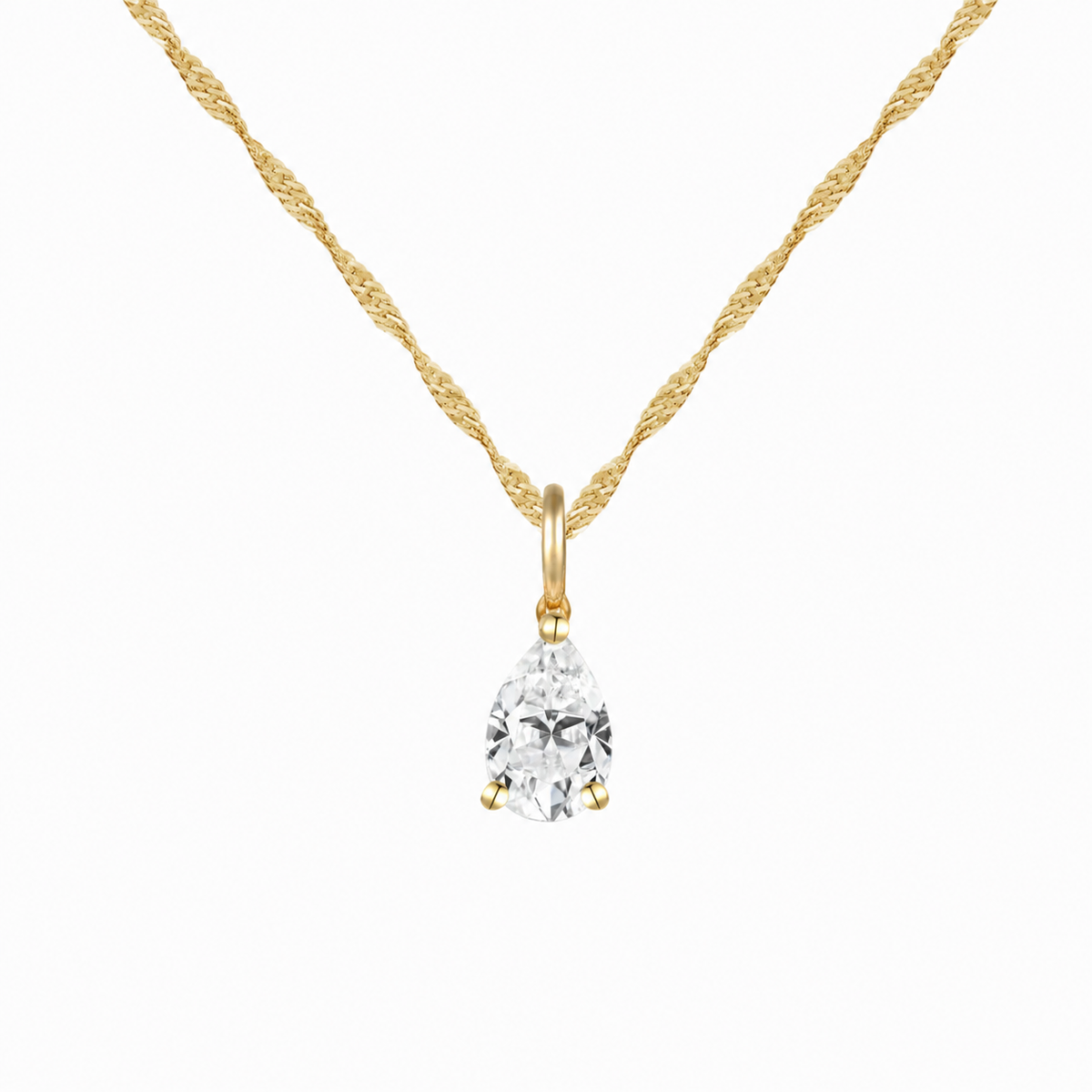 14K Lab Grown Pear Solitaire Pendant F-G VS1-VS2