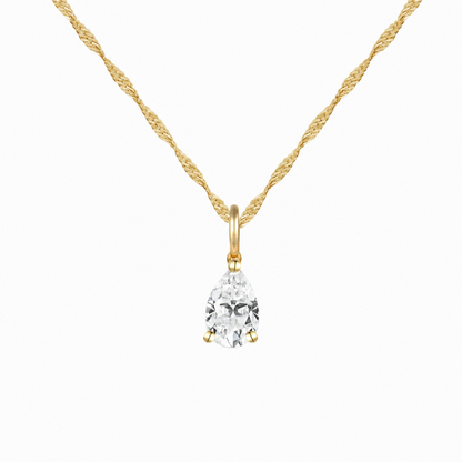 14K Lab Grown Pear Solitaire Pendant F-G VS1-VS2