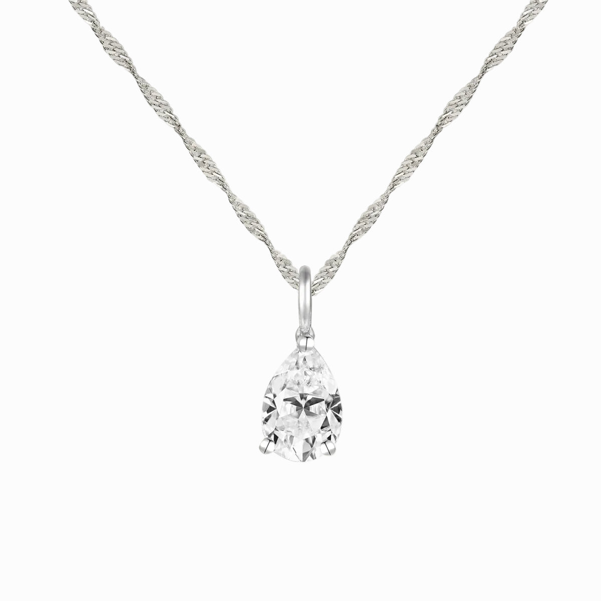 14K Lab Grown Pear Solitaire Pendant F-G VS1-VS2