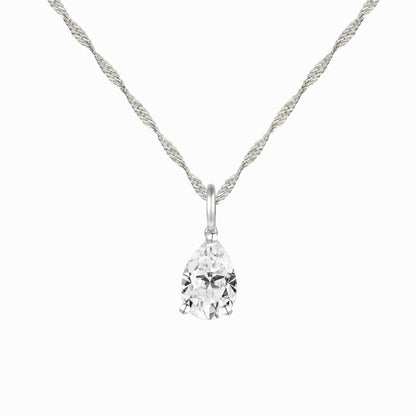 14K Lab Grown Pear Solitaire Pendant F-G VS1-VS2