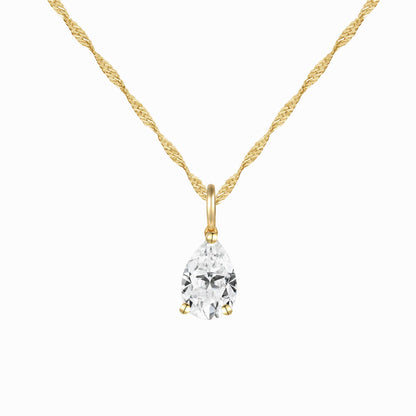 14K Lab Grown Pear Solitaire Pendant F-G VS1-VS2