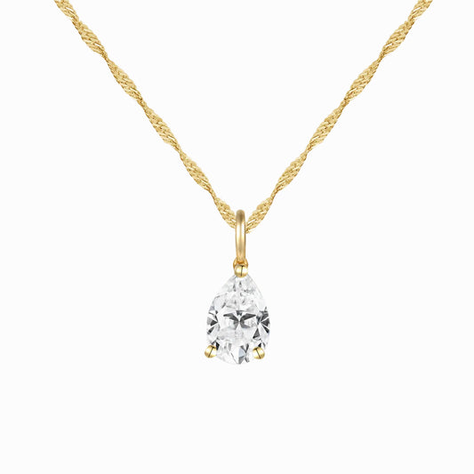 14K Lab Grown Pear Solitaire Pendant F-G VS1-VS2