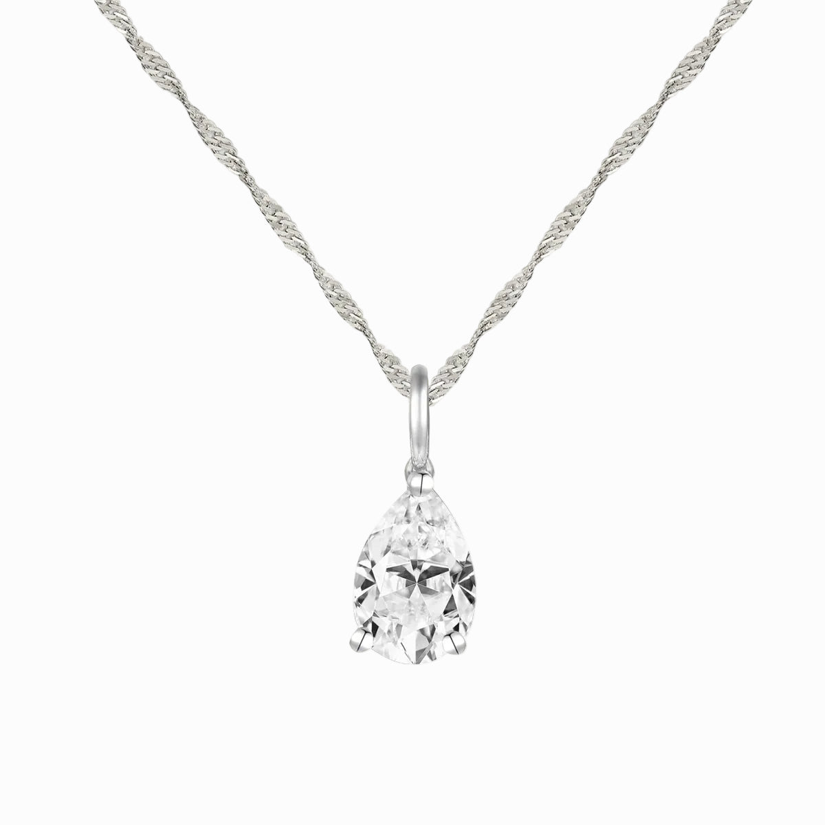 14K Lab Grown Pear Solitaire Pendant F-G VS1-VS2
