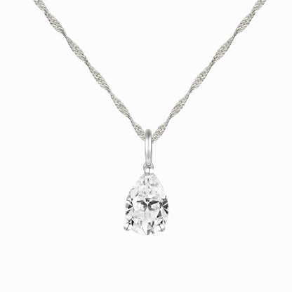 14K Lab Grown Pear Solitaire Pendant F-G VS1-VS2