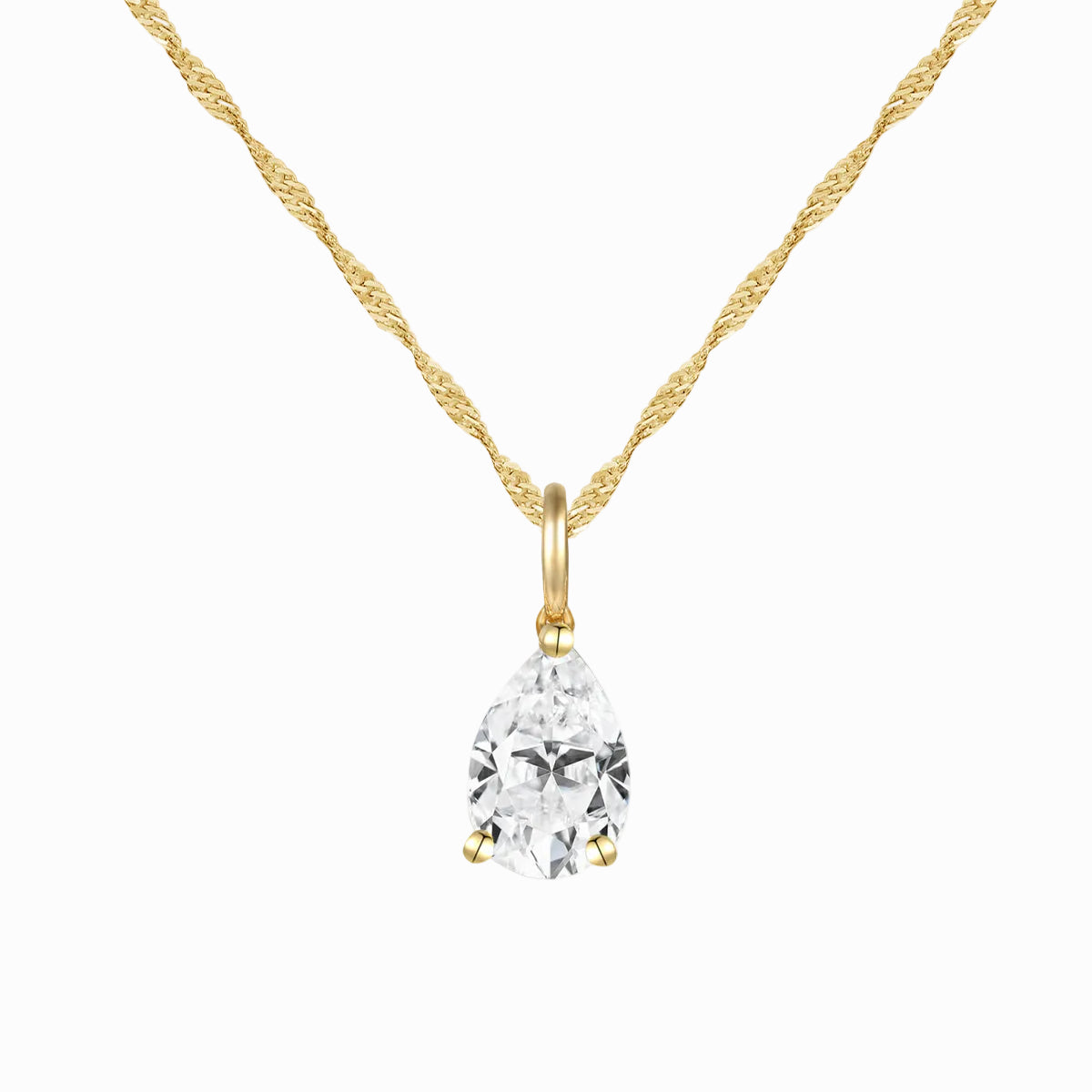 14K Lab Grown Pear Solitaire Pendant F-G VS1-VS2