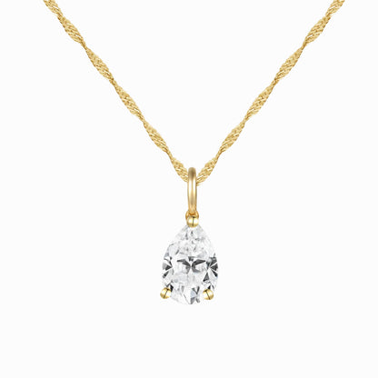 14K Lab Grown Pear Solitaire Pendant F-G VS1-VS2