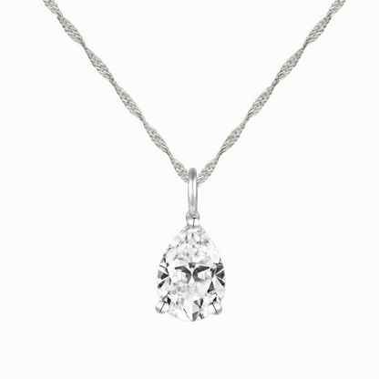 14K Lab Grown Pear Solitaire Pendant F-G VS1-VS2