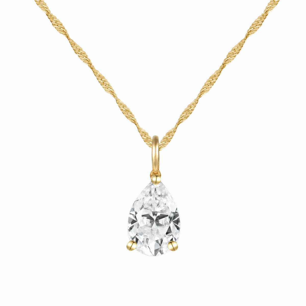 14K Lab Grown Pear Solitaire Pendant F-G VS1-VS2