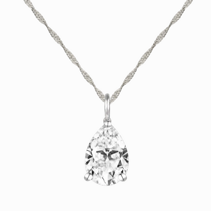 14K Lab Grown Pear Solitaire Pendant F-G VS1-VS2