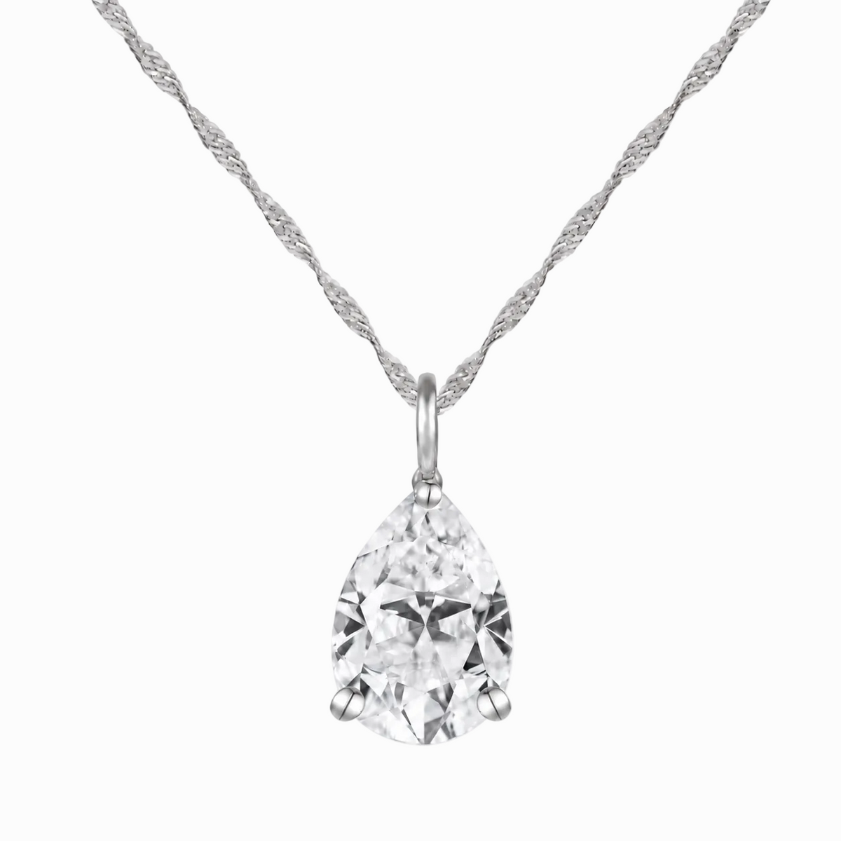 14K Lab Grown Pear Solitaire Pendant F-G VS1-VS2