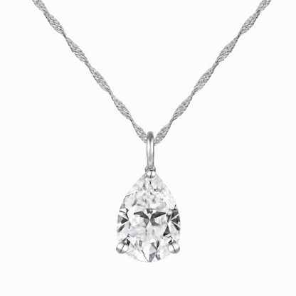 14K Lab Grown Pear Solitaire Pendant F-G VS1-VS2