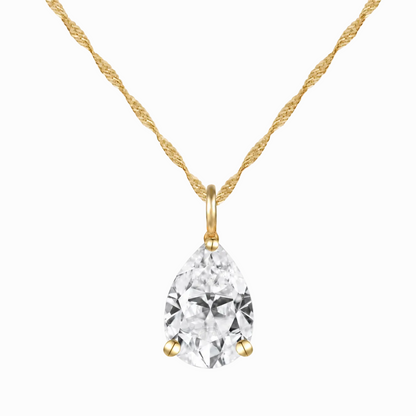 14K Lab Grown Pear Solitaire Pendant F-G VS1-VS2