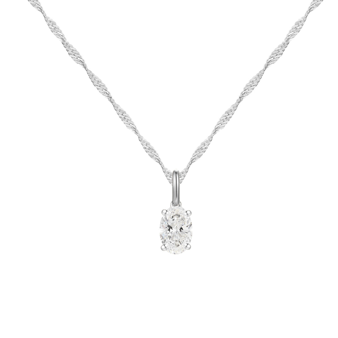 14K Lab Grown Oval Solitaire Pendant F-G VS1-VS2