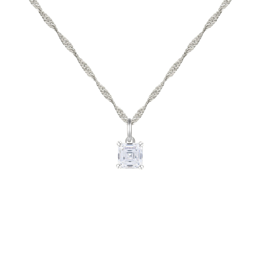 14K Lab Grown Asscher Solitaire Pendant F-G VS1-VS2