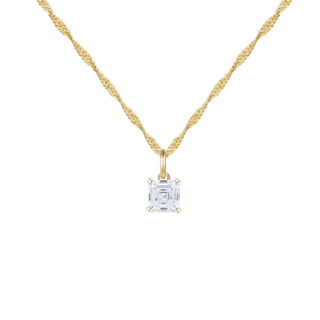 14K Lab Grown Asscher Solitaire Pendant F-G VS1-VS2