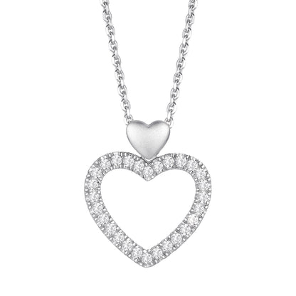 Sterling Silver Open Heart Lab Grown Diamond Necklace 1/5 CTTW F-G / VS1 - VS2