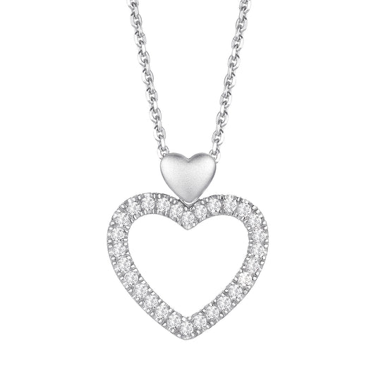 Sterling Silver Open Heart Lab Grown Diamond Necklace 1/5 CTTW F-G / VS1 - VS2