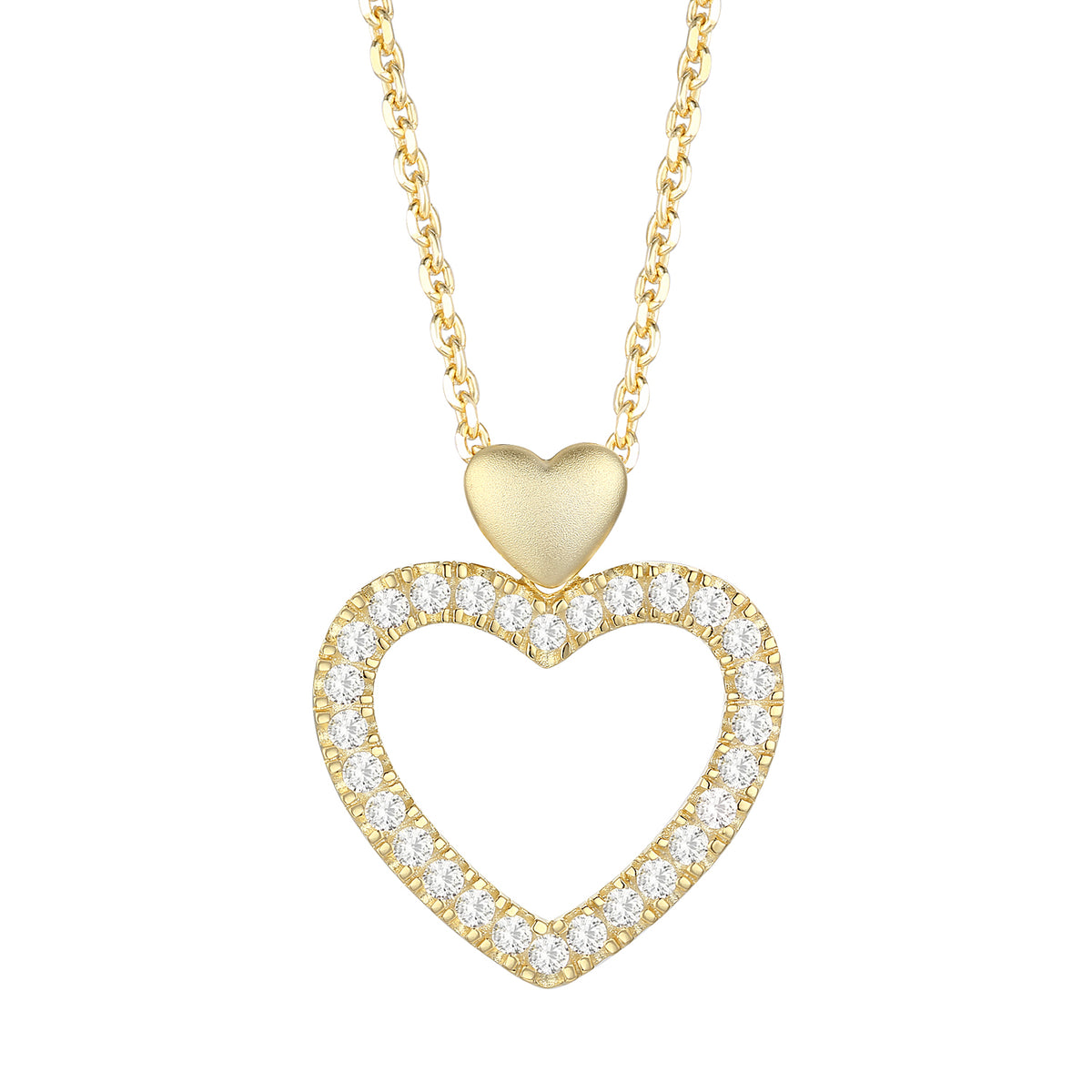 Sterling Silver Open Heart Lab Grown Diamond Necklace 1/5 CTTW F-G / VS1 - VS2