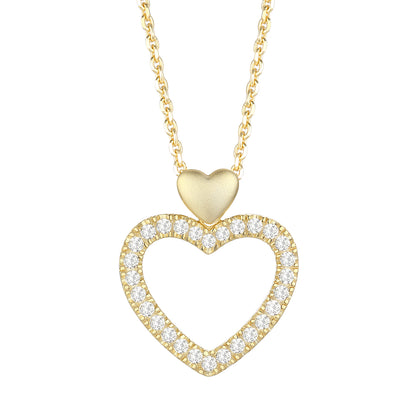Sterling Silver Open Heart Lab Grown Diamond Necklace 1/5 CTTW F-G / VS1 - VS2