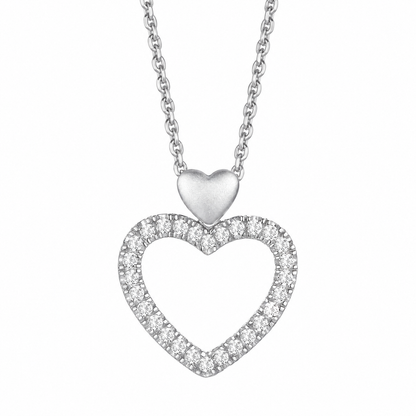 Sterling Silver Open Heart Lab Grown Diamond Necklace 1/5 CTTW F-G / VS1 - VS2