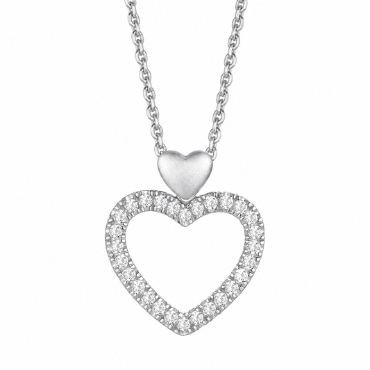 Sterling Silver Open Heart Lab Grown Diamond Necklace 1/5 CTTW F-G / VS1 - VS2
