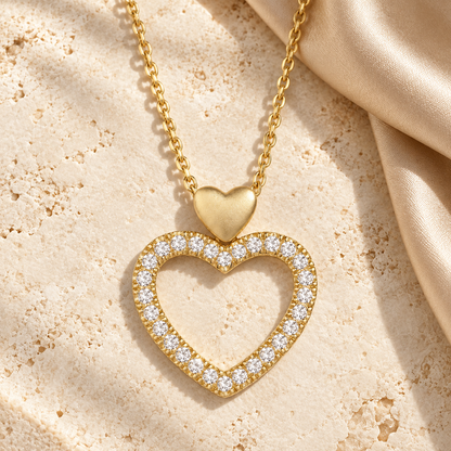 Sterling Silver Open Heart Lab Grown Diamond Necklace 1/5 CTTW F-G / VS1 - VS2