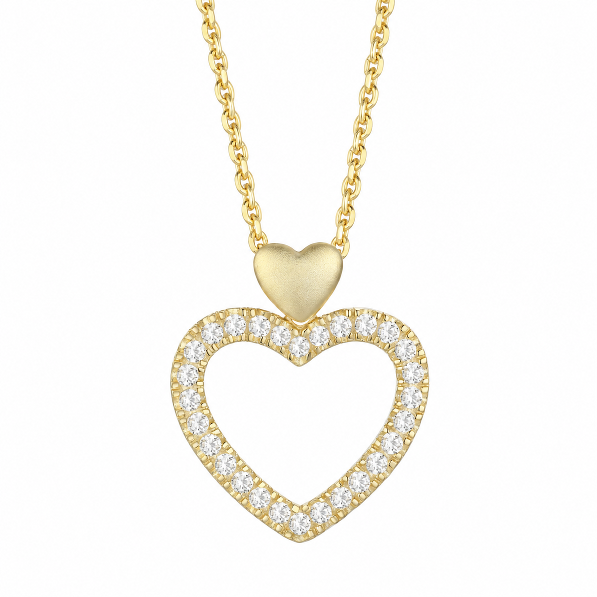 Sterling Silver Open Heart Lab Grown Diamond Necklace 1/5 CTTW F-G / VS1 - VS2
