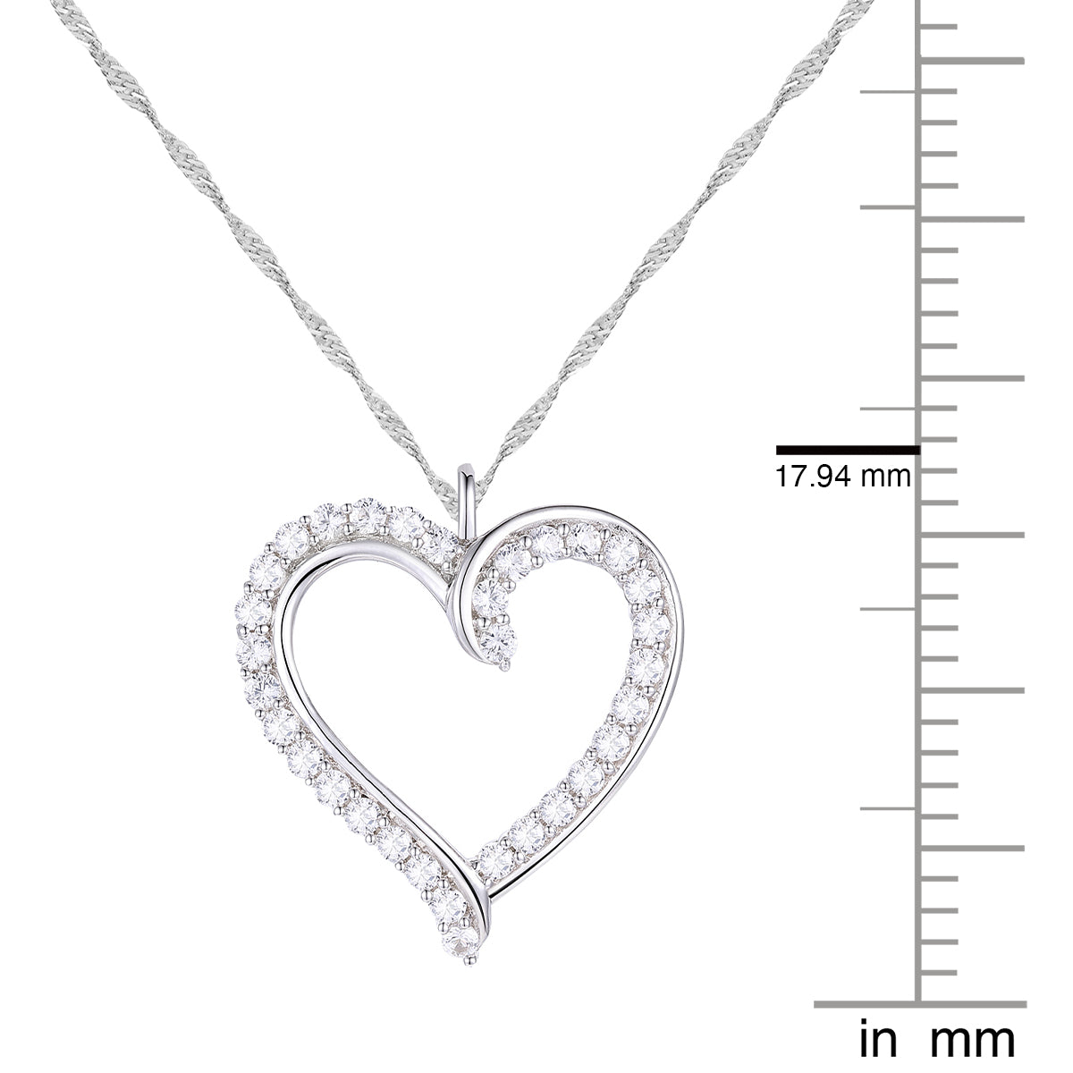 10K White and Yellow Gold 1/3 CTTW  lab grownDiamond F - G / VS1 - VS2 Solitaire Heart Shape Necklace