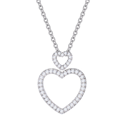 Sterling Silver 1/3 Diamonds Heart Necklace I - I2