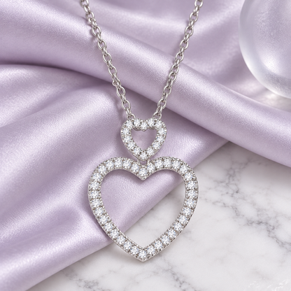 Sterling Silver 1/3 Diamonds Heart Necklace I - I2
