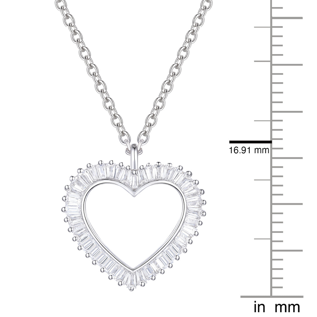 Open Heart Baguette Cut White Natural Diamond Necklace In Sterling Silver and Yellow Gold Plated 1/3 CTTW  I - I2