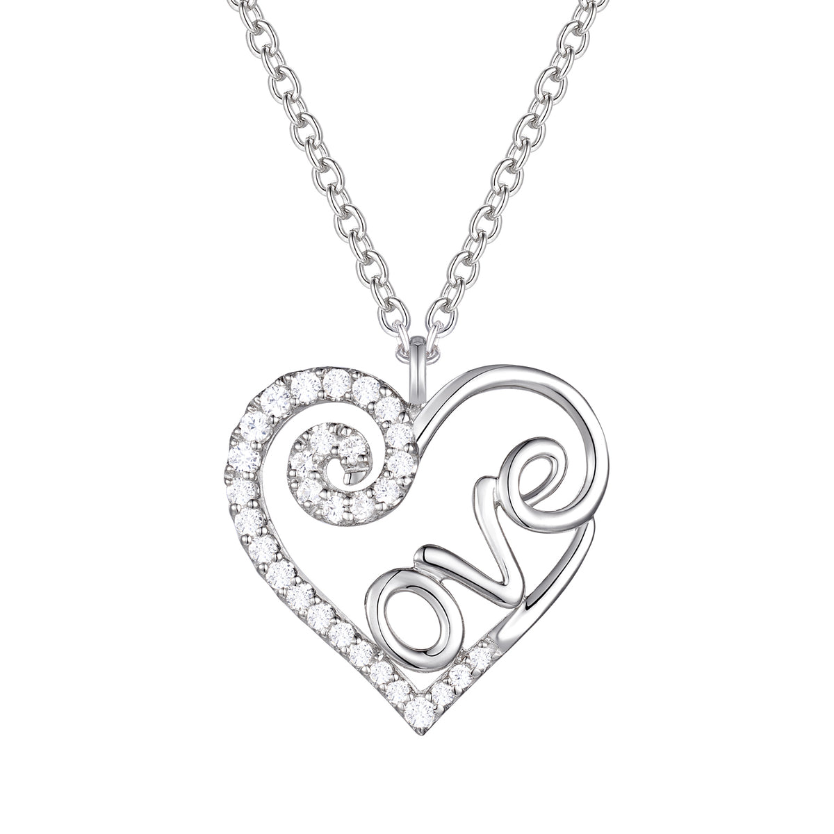 Love Letter Sterling Silver Heart 1/5 Lab Grown Diamond Pendant Necklace F - G / VS1 - VS2