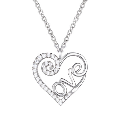 Love Letter Sterling Silver Heart 1/5 Lab Grown Diamond Pendant Necklace F - G / VS1 - VS2