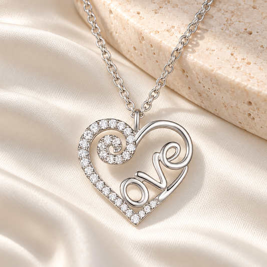 Love Letter Sterling Silver Heart 1/5 Lab Grown Diamond Pendant Necklace F - G / VS1 - VS2