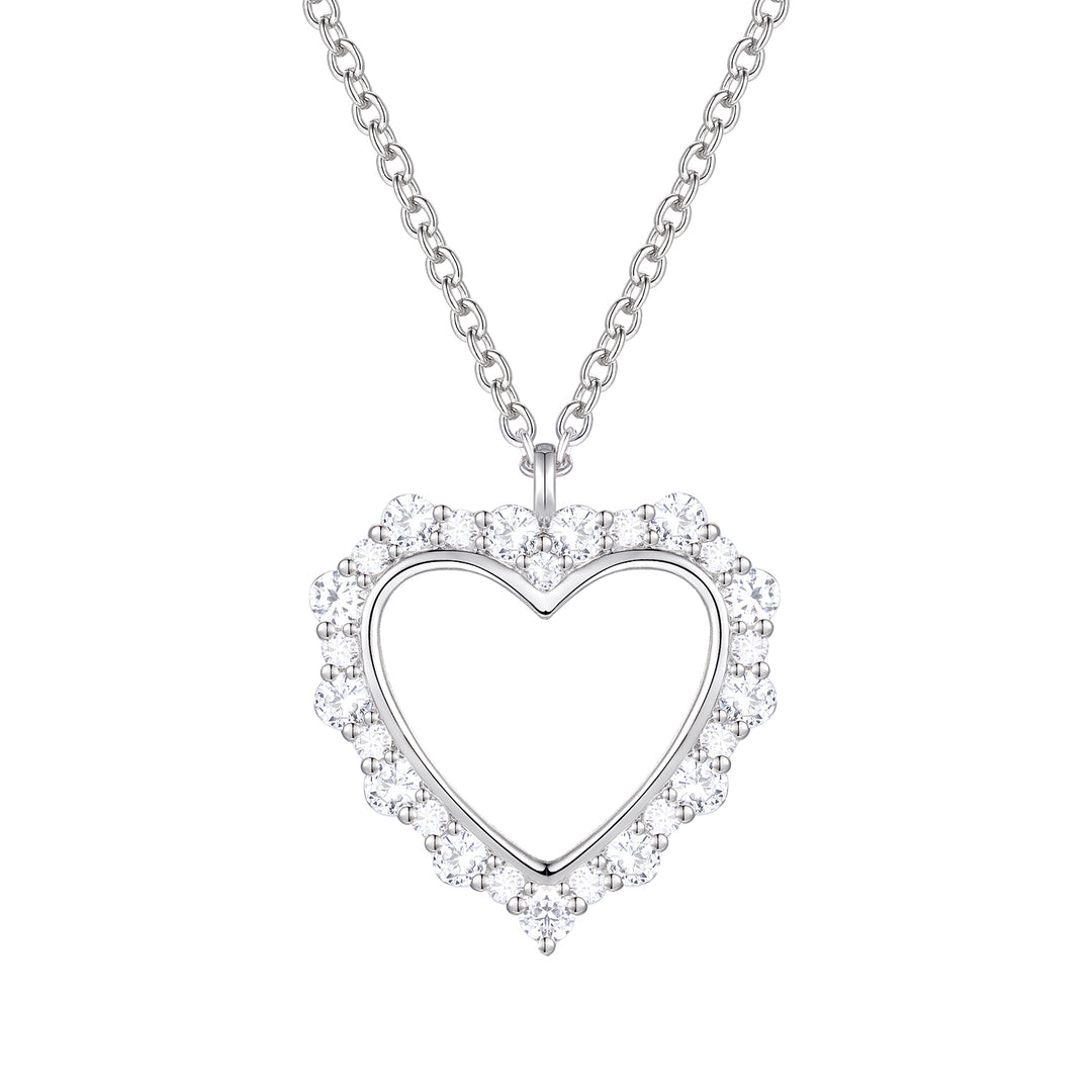 Diamond Heart Necklace 1/2 CTTW Round 10K White Gold F - G / VS1 - VS2