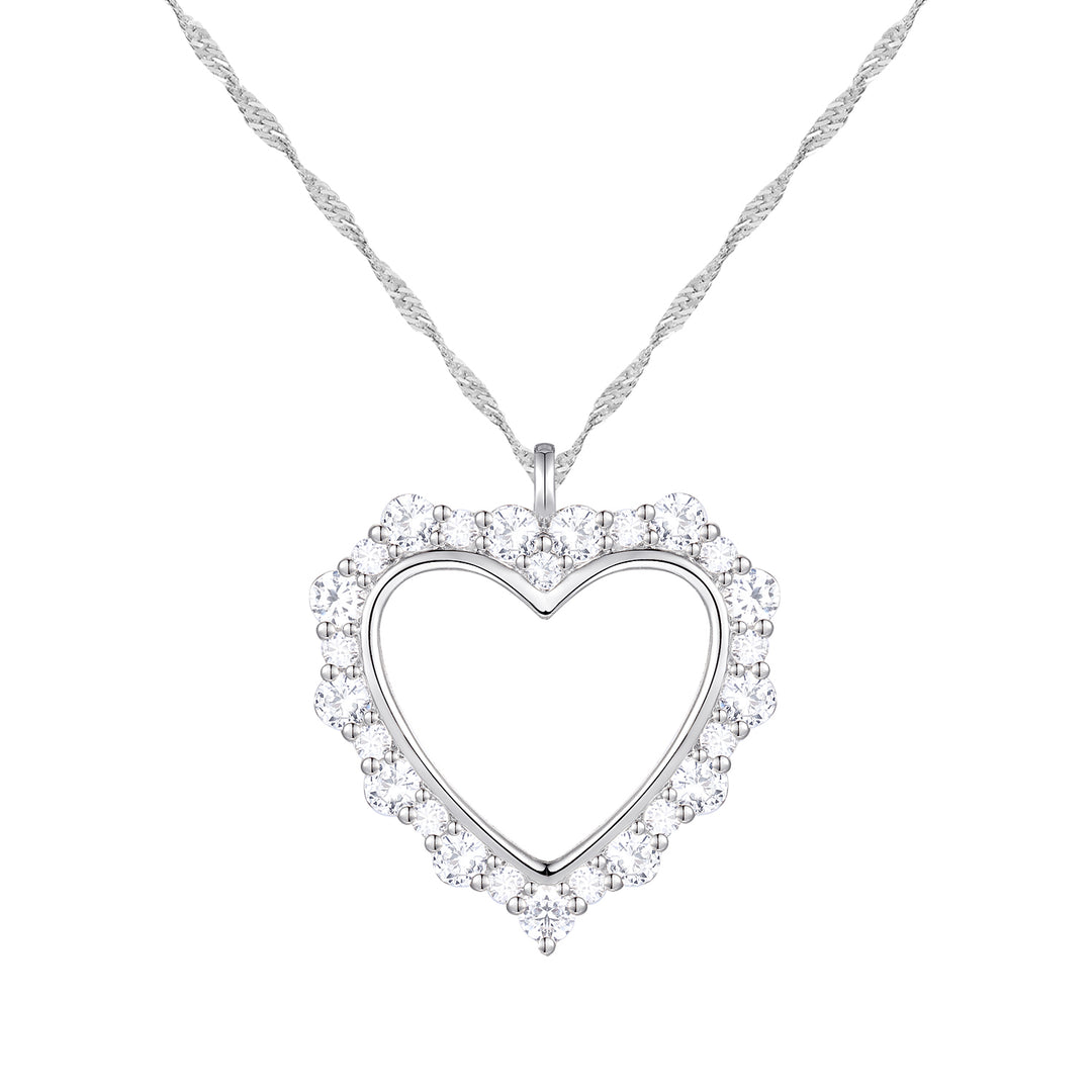 Diamond Heart Necklace 1/2 CTTW Round 10K White Gold F - G / VS1 - VS2