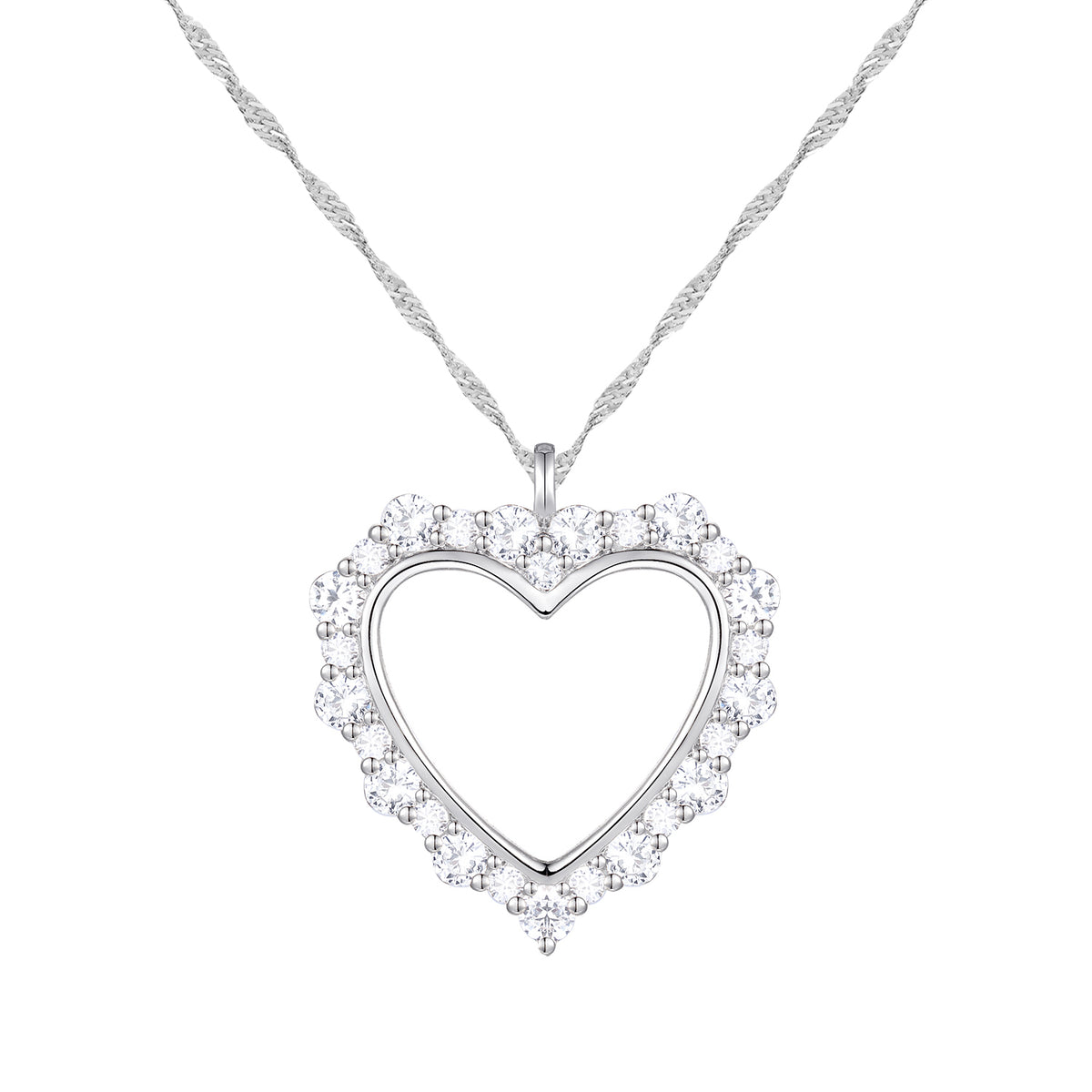 Diamond Heart Necklace 1/2 CTTW Lab grown diamonds Round 10K White Gold F - G / VS1 - VS2