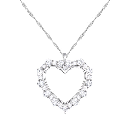Diamond Heart Necklace 1/2 CTTW Lab grown diamonds Round 10K White Gold F - G / VS1 - VS2