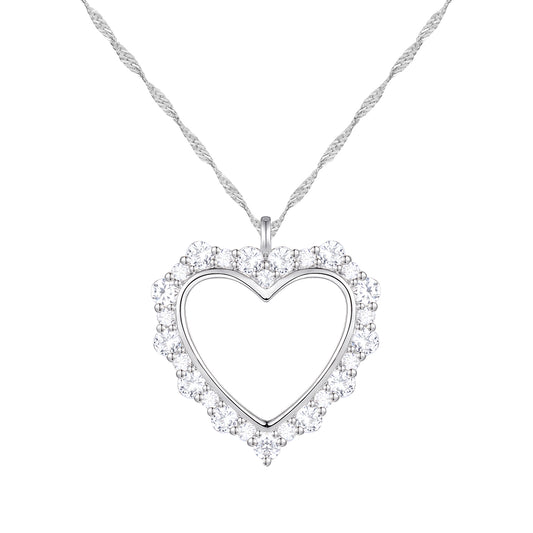 Diamond Heart Necklace 1/2 CTTW Lab grown diamonds Round 10K White Gold F - G / VS1 - VS2