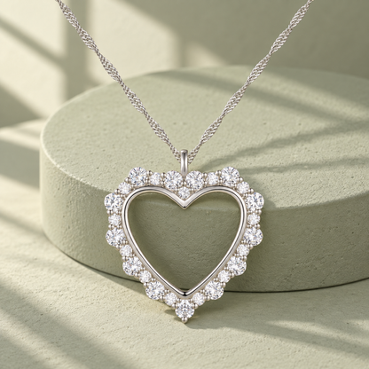 Diamond Heart Necklace 1/2 CTTW Lab grown diamonds Round 10K White Gold F - G / VS1 - VS2