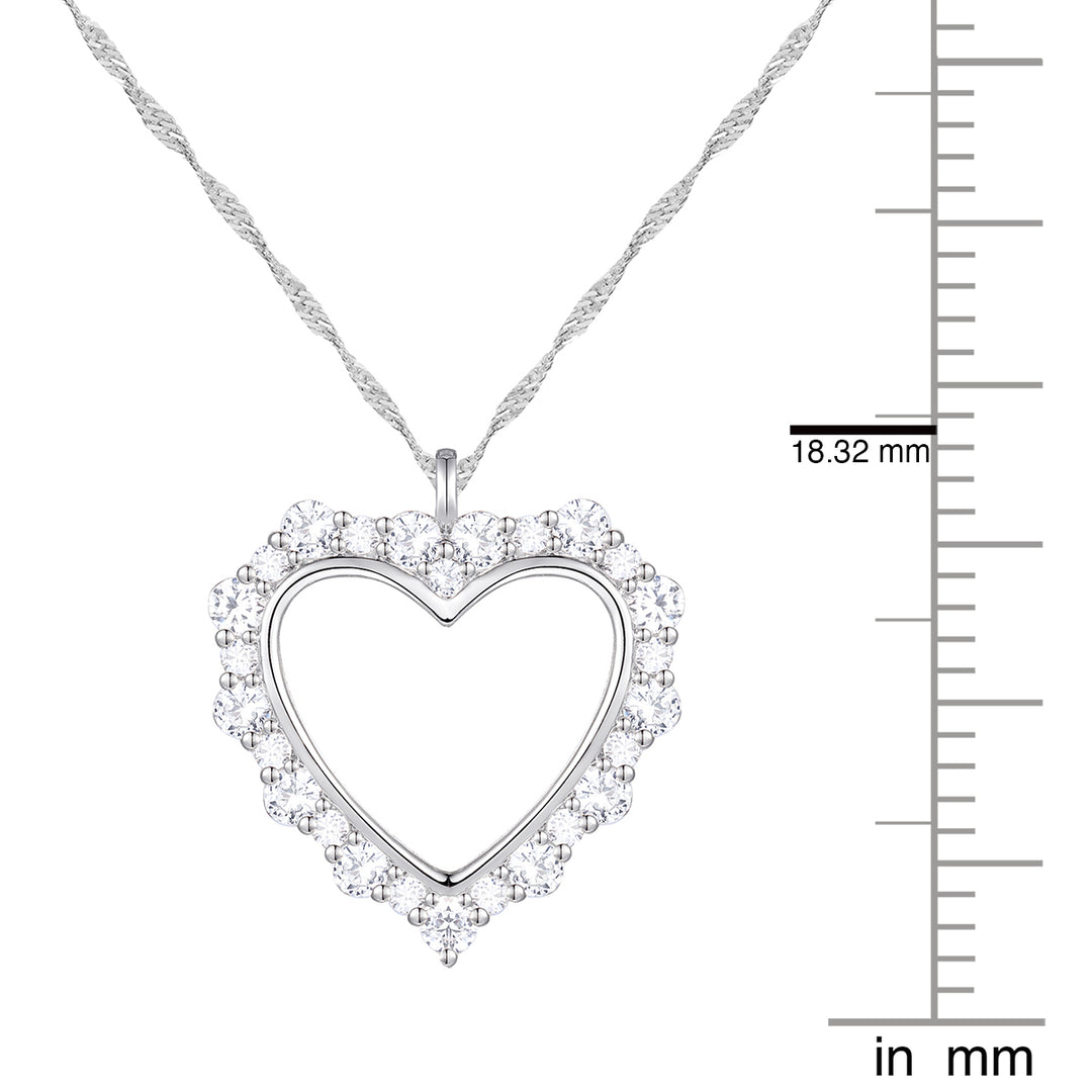 Diamond Heart Necklace 1/2 CTTW Round 10K White Gold F - G / VS1 - VS2