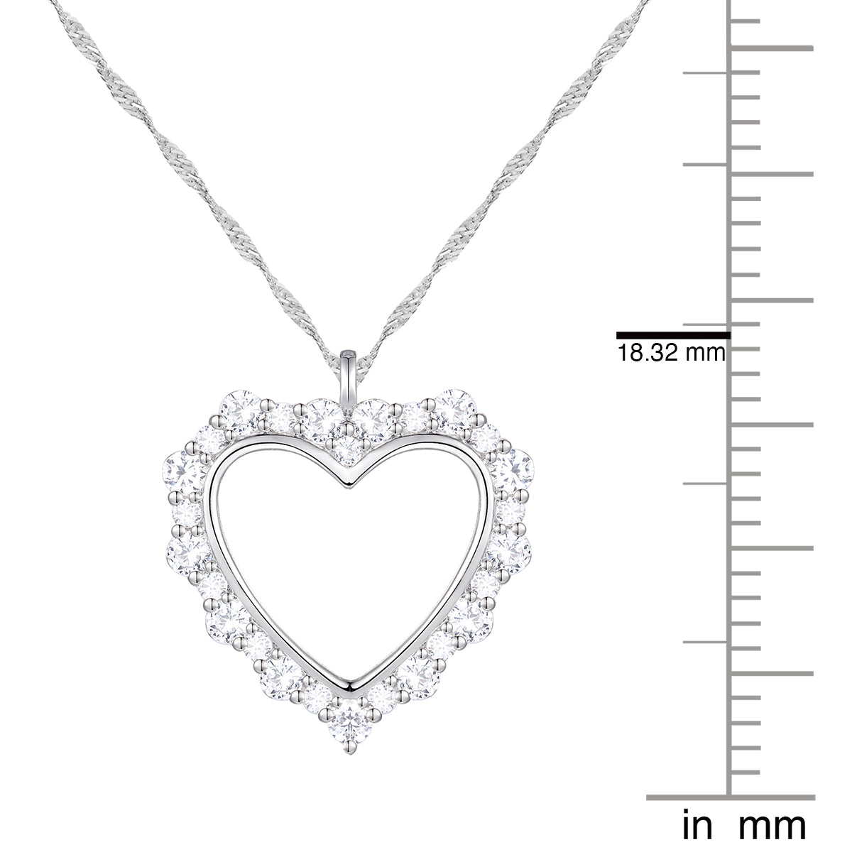 Diamond Heart Necklace 1/2 CTTW Lab grown diamonds Round 10K White Gold F - G / VS1 - VS2