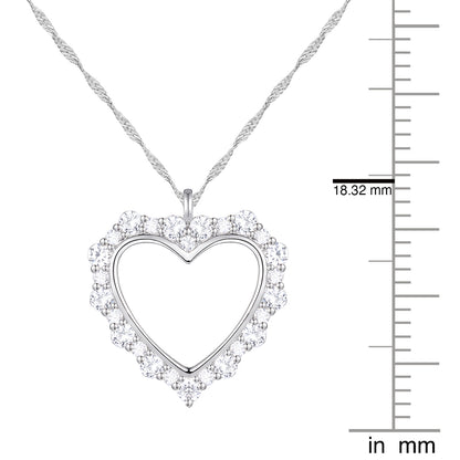 Diamond Heart Necklace 1/2 CTTW Lab grown diamonds Round 10K White Gold F - G / VS1 - VS2