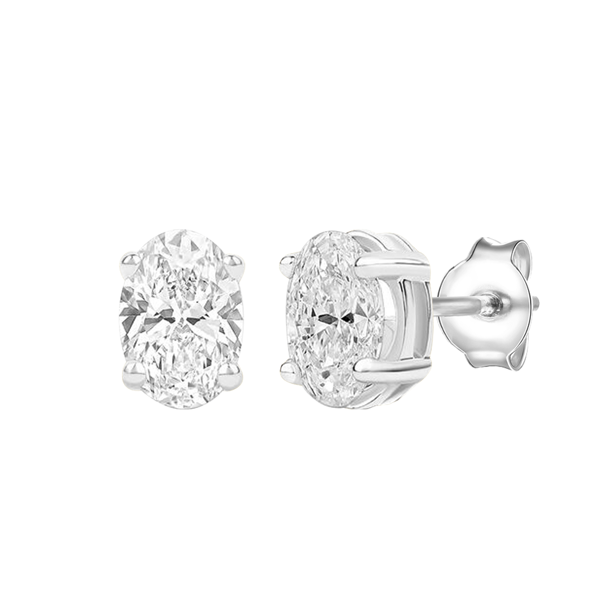 14K Lab Grown Oval Solitaire Earrings F-G VS1-VS2