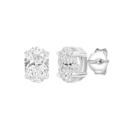 14K Lab Grown Oval Solitaire Earrings F-G VS1-VS2