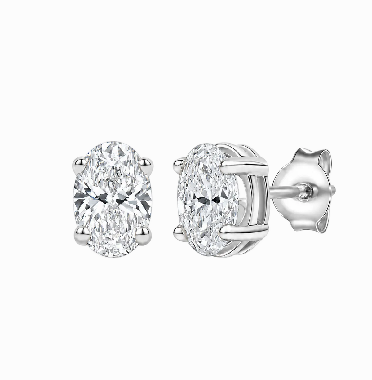 14K Lab Grown Oval Solitaire Earrings F-G VS1-VS2